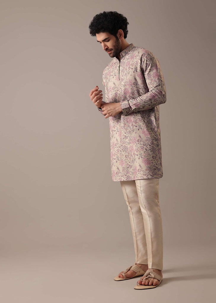 Multi Color Floral Print Kurta Set