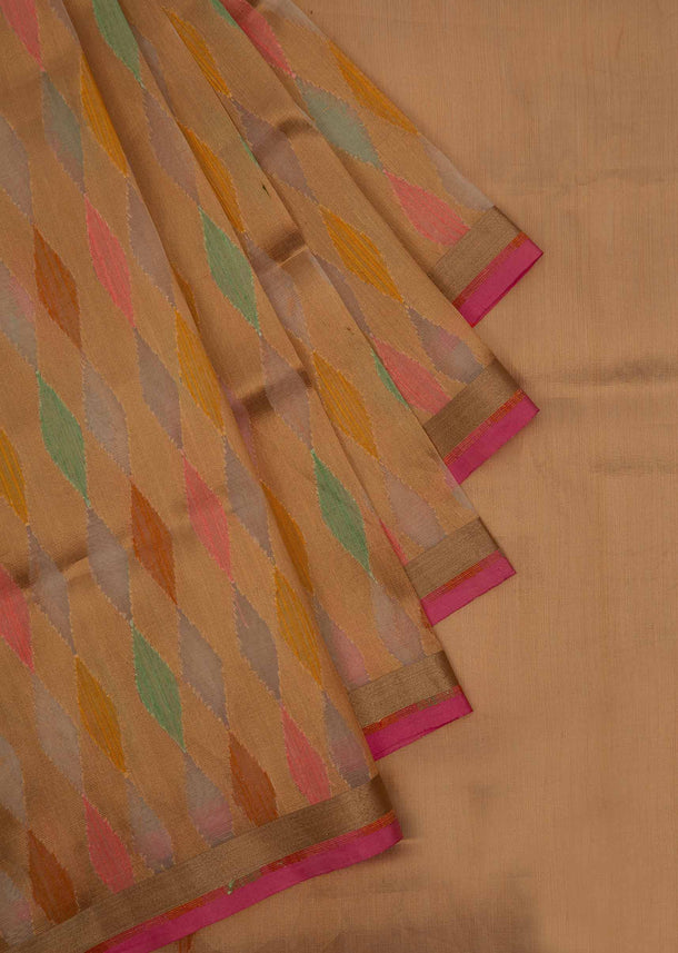 Multi color weaved chanderi silk saree only on Kalki