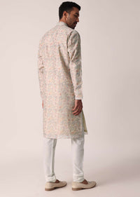 Multi-colored Festive Floral Kurta Set For Men