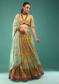 Multi-colored Jaipuri print lehenga in gotta Patti embroidery paired with the duoatta in gotta patti,sequins embroidery