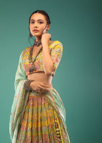 Multi-colored Jaipuri print lehenga in gotta Patti embroidery paired with the duoatta in gotta patti,sequins embroidery