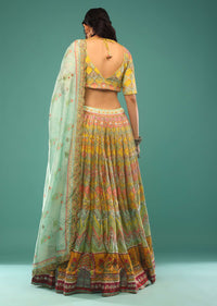 Multi-colored Jaipuri print lehenga in gotta Patti embroidery paired with the duoatta in gotta patti,sequins embroidery