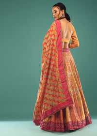 Multi-Colored Lehenga In Jaipuri And Floral Tie Dye Print, Paired With The Choli And Dupatta In Sequins And Cut Dana Embroidery.