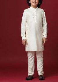 Multi-Colored Silk Jacket Kurta Set for Boys