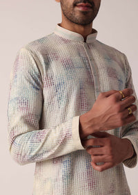 Multi Colored Mens Kurta Set In Silk
