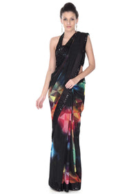 Multi color geometric printed saree with sequin border only on Kalki