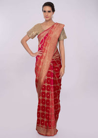 Multi colro chanderi silk saree with weaved work only on kalki