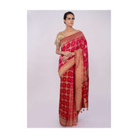 Multi colro chanderi silk saree with weaved work only on kalki