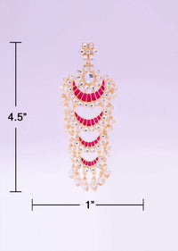 Multi layer chandbali earring with fuchsia pink semi precious stone only on kalki