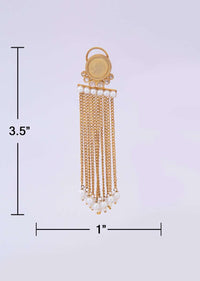 Multi layer sleek chain tassel earring adorn with pearls only on kalki