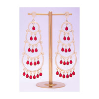 Multi layered hoop earring with red beads only on kalki