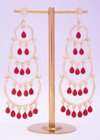 Multi layered hoop earring with red beads only on kalki