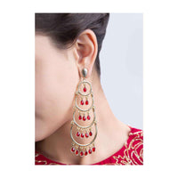 Multi layered hoop earring with red beads only on kalki