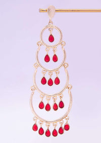 Multi layered hoop earring with red beads only on kalki