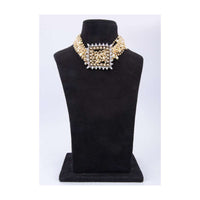 Multi string pearl studded chocker with square pendant adorn with kundan and Stone only on Kalki