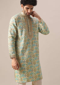 Multi Color Kurta Set With Floral Print And Embroidered Work