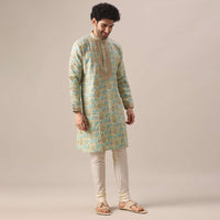 Multi Color Kurta Set With Floral Print And Embroidered Work