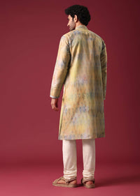 Multi Color Kurta Set With Mirror Work In Silk Fabric