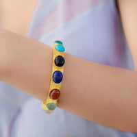 Multi Color Stones Polki Gold Bracelet