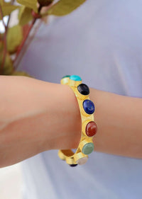 Multi Color Stones Polki Gold Bracelet