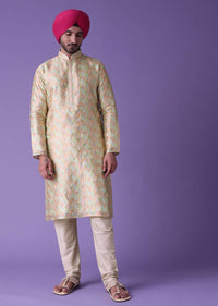 Multi Colored Kurta Set In Silk