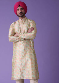 Multi Colored Kurta Set In Silk