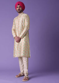 Multi Colored Kurta Set In Silk