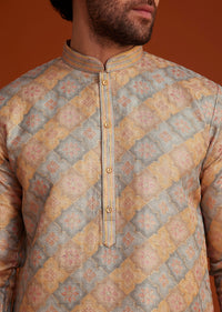 Multi Colour Brocade Kurta Pajama Set