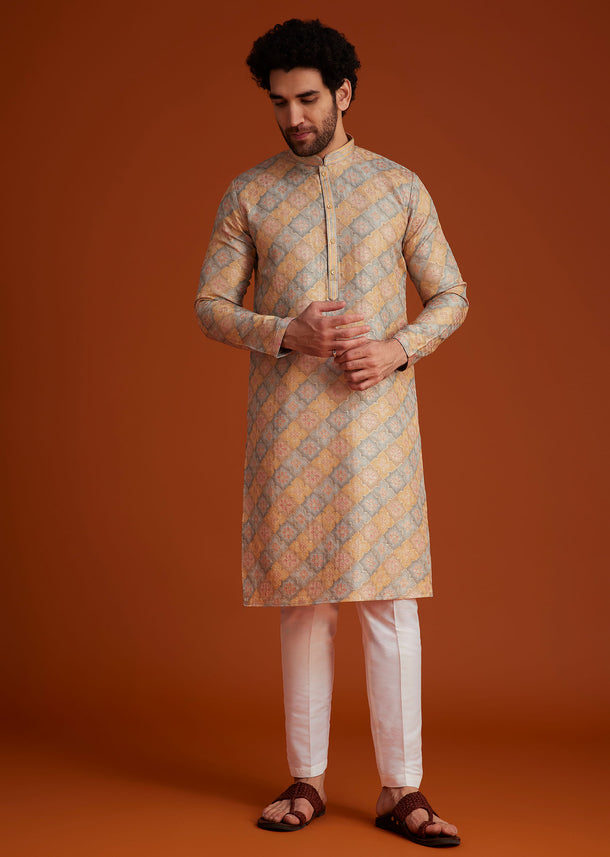 Multi Colour Brocade Kurta Pajama Set