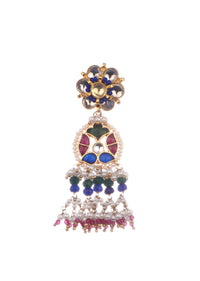 Multi Colour Kundan Short Necklace Set With Stones