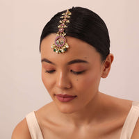 Multicolor Temple Style Mang Tikka With Multicolor Meenakari Work