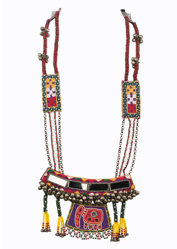 Multicolor Hand Embroidered Thread And Beaded Boho Necklace