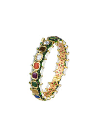 Multicolor Bangle With Studded Kundan And Meenakari Work Set of 2