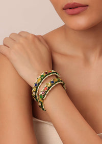 Multicolor Bangle With Studded Kundan And Meenakari Work Set of 2