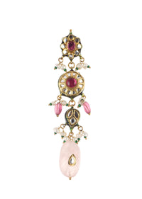 Multicolor Carved Beaded Choker Set In Gold Finish Mix Metal