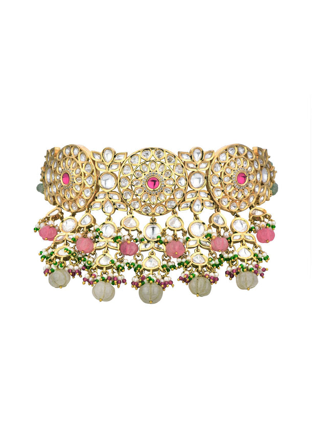 Multicolor Choker Set With Encrusted Kundan