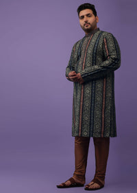 Multicolor Festive Cotton Kurta Set With Floral Print