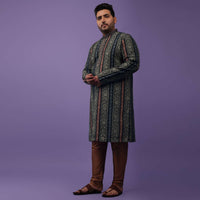 Multicolor Festive Cotton Kurta Set With Floral Print