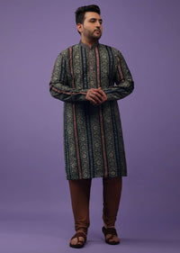 Multicolor Festive Cotton Kurta Set With Floral Print