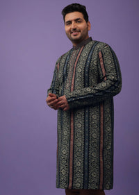 Multicolor Festive Cotton Kurta Set With Floral Print