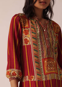 Multicolor Floral Print Short Kurta