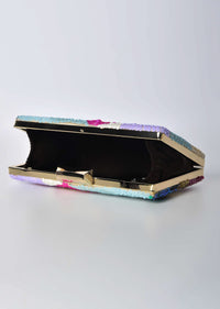 Multicolor Floral Sequin Clutch