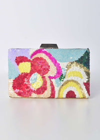 Multicolor Floral Sequin Clutch