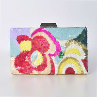 Multicolor Floral Sequin Clutch