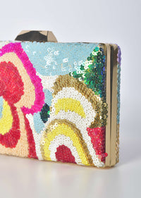 Multicolor Floral Sequin Clutch