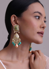 Multicolor Gold-Finish Kundan Choker Necklace Set With Colourful Meenakari Work And Drop-Stones In Mix Metal