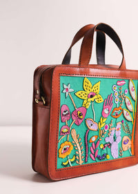 Multicolor Handcrafted Handbag With Boho Work And Kutchi Embroidery