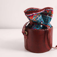 Multicolor Handcrafted Potli Bag With Kutchi Embroidery In Pure Leather
