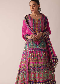 Multicolor Kurta Set With Mirror Work