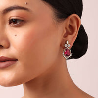 Multicolor Oversized Kundan Oval Studs
